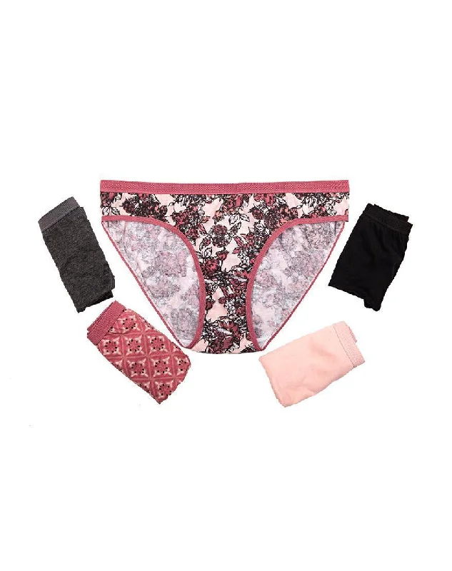 Pack Of 5 100% Cotton Bikini Brief Bikini with straps, Adjustable, Comfortable, Trendy