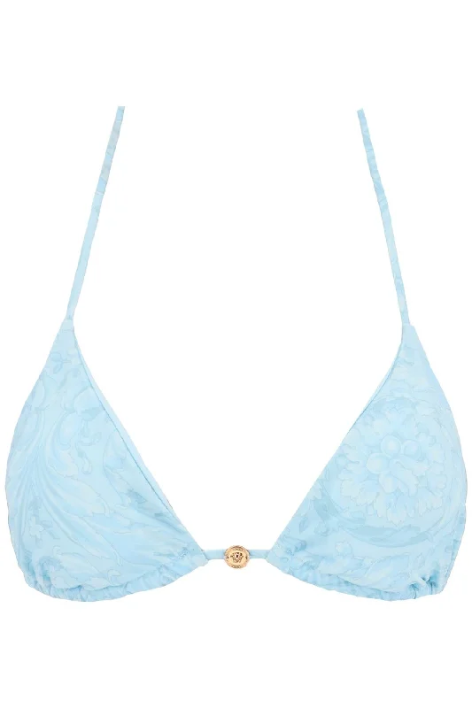 Versace baroque bikini top ABD05026 A235870 PALE BLUE Bikini with bow tie, Feminine, Trendy, Comfortable