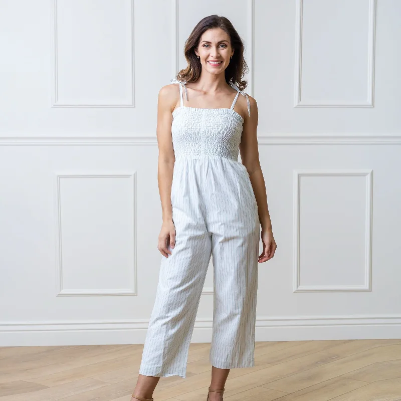 Organic Smocked Button Front Jumpsuit Ruffle jumpsuit, Feminine, Trendy, Party attire Organic Smocked Button Front Jumpsuit Ruffle jumpsuit, Feminine, Trendy, Party attire