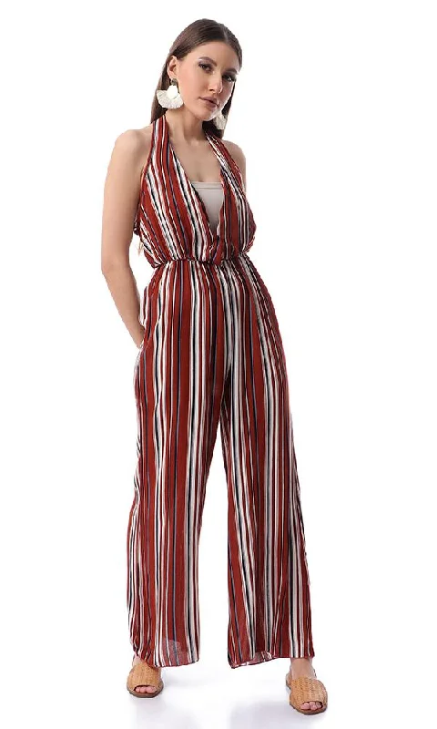 53445 Striped Fluffy Slip On Burnt Orange Jumpsuit One-piece jumpsuit, Comfortable, Chic, Stylish 53445 Striped Fluffy Slip On Burnt Orange Jumpsuit One-piece jumpsuit, Comfortable, Chic, Stylish