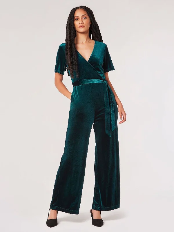 Angel Sleeve Velvet Wrap Jumpsuit Green Halter jumpsuit, Summer style, Sexy, Chic