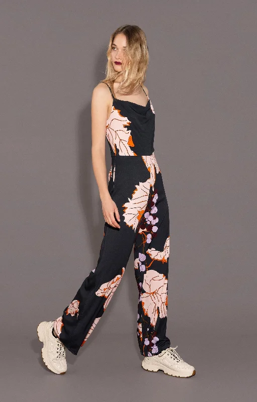 Aszu Draped Jumpsuit Big Grapes Print Jumpsuit with belt, Slim fit, Trendy, Comfortable