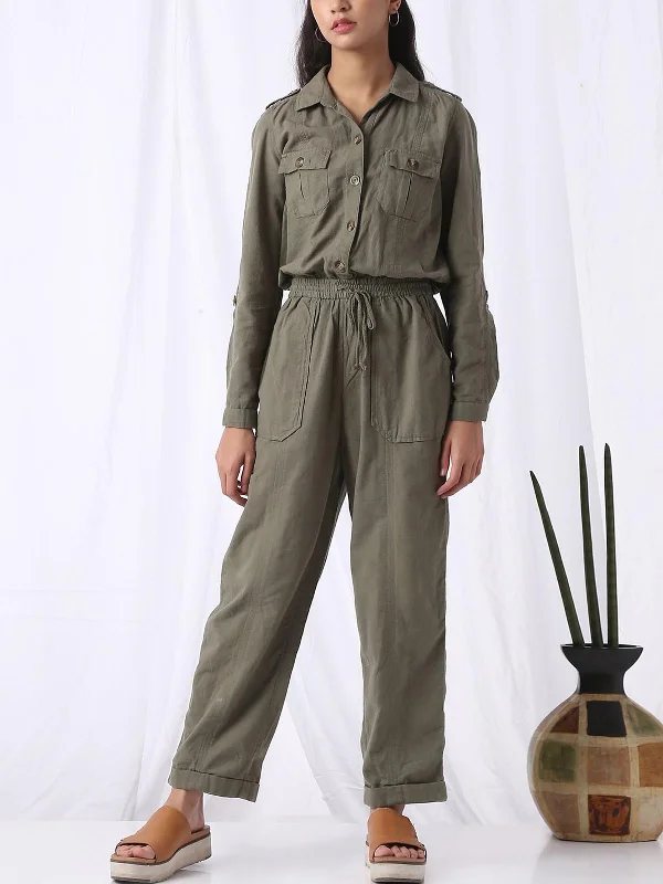 Aviator Jumpsuit Green V-neck jumpsuit, Sexy, Trendy, Comfortable