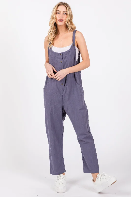 Blue Button Down Cropped Jumpsuit Luxe jumpsuit, Fashionable, Elegant, Chic