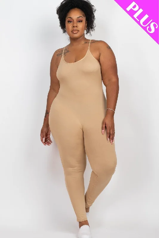 Plus Size Solid Bodycon Cami Jumpsuit One-piece jumpsuit, Casual, Comfortable, Stylish Plus Size Solid Bodycon Cami Jumpsuit One-piece jumpsuit, Casual, Comfortable, Stylish