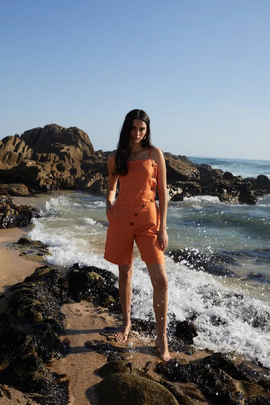Clementine Jumpsuit Orange Printed jumpsuit, Floral pattern, Bohemian style, Vibrant Clementine Jumpsuit Orange Printed jumpsuit, Floral pattern, Bohemian style, Vibrant