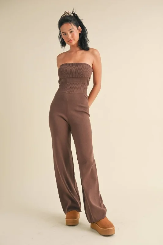 Coffee Run Foldover Knit Jumpsuit High-neck jumpsuit, Modest style, Elegant, Trendy