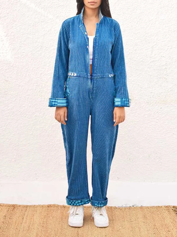 Dark Denim Jumpsuit Button-down jumpsuit, Casual, Street style, Trendy