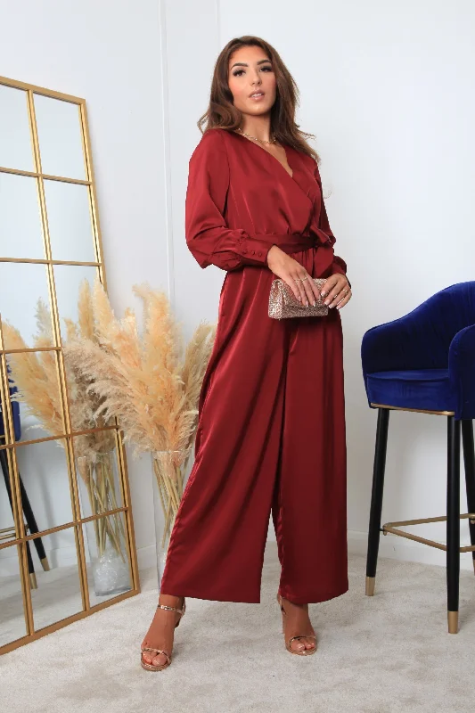 Double Second Lux Satin Wrap Jumpsuit Boho chic jumpsuit, Relaxed, Trendy, Comfortable Double Second Lux Satin Wrap Jumpsuit Boho chic jumpsuit, Relaxed, Trendy, Comfortable