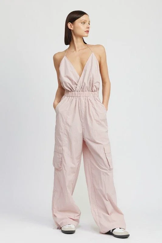 Emory Park Spaghetti Strap Cargo Jumpsuit High-waisted jumpsuit, Retro style, Elegant, Trendy Emory Park Spaghetti Strap Cargo Jumpsuit High-waisted jumpsuit, Retro style, Elegant, Trendy