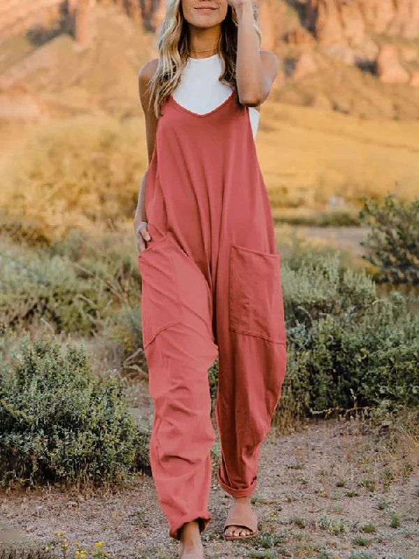 Full Size Sleeveless V-Neck Pocketed Jumpsuit Classic black jumpsuit, Elegant, Simple, Night out Full Size Sleeveless V-Neck Pocketed Jumpsuit Classic black jumpsuit, Elegant, Simple, Night out