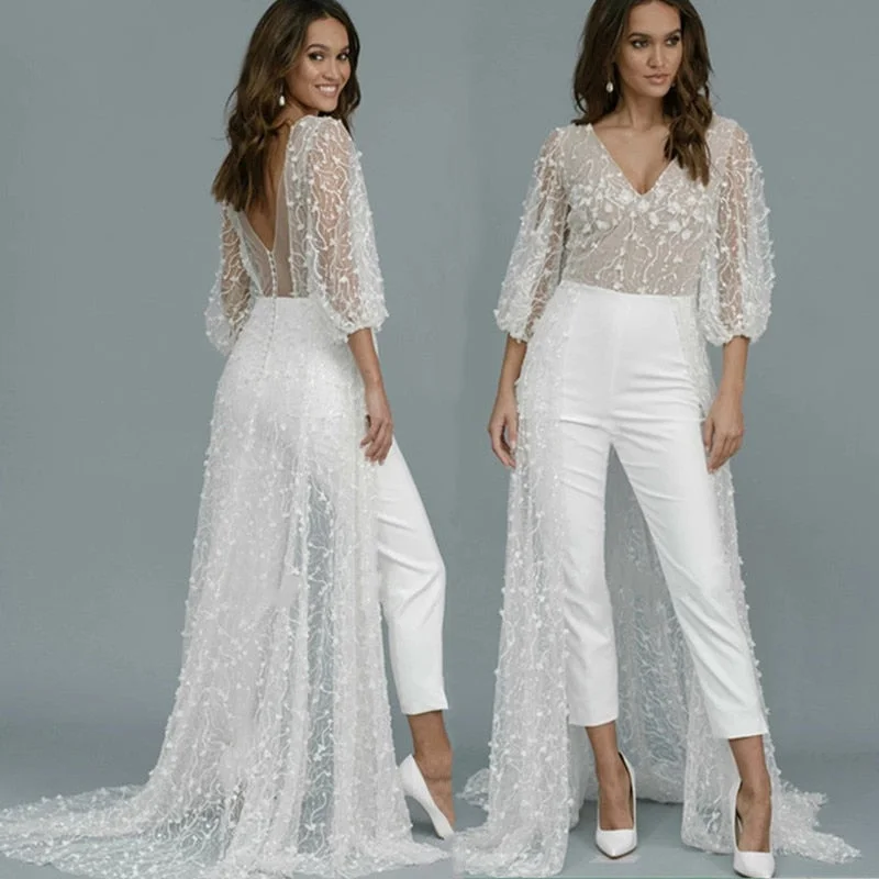 Glamorous Lace Wedding Jumpsuit Tailored jumpsuit, Sleek, Professional, Business casual