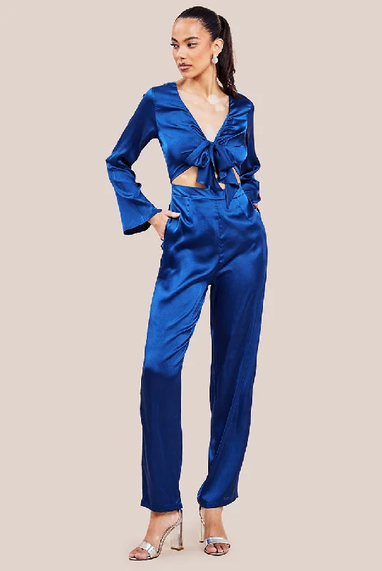 Goddiva Cut Out Satin Jumpsuit - Navy Sleeveless wide leg jumpsuit, Summer fashion, Stylish, Comfortable Goddiva Cut Out Satin Jumpsuit - Navy Sleeveless wide leg jumpsuit, Summer fashion, Stylish, Comfortable
