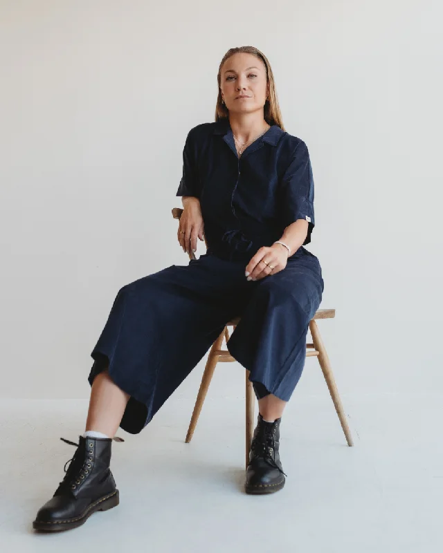 Iris Navy Cord Jumpsuit Floral print jumpsuit, Relaxed fit, Comfortable, Trendy