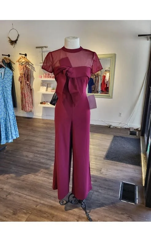 JS Collections - Crepe Bow Jumpsuit in Deep Red Solid jumpsuit, Minimalist style, Sleek, Fashionable JS Collections - Crepe Bow Jumpsuit in Deep Red Solid jumpsuit, Minimalist style, Sleek, Fashionable