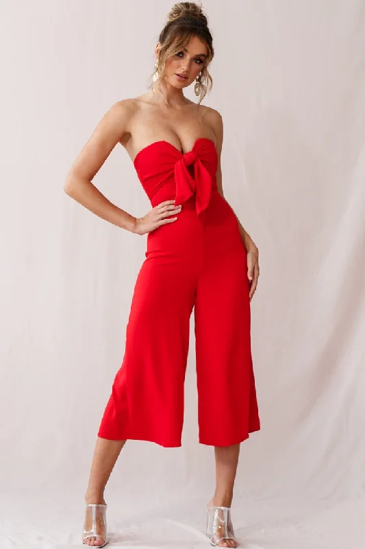 Khloe Summer Bow Tie Jumpsuit Red Camo jumpsuit, Street style, Bold, Casual