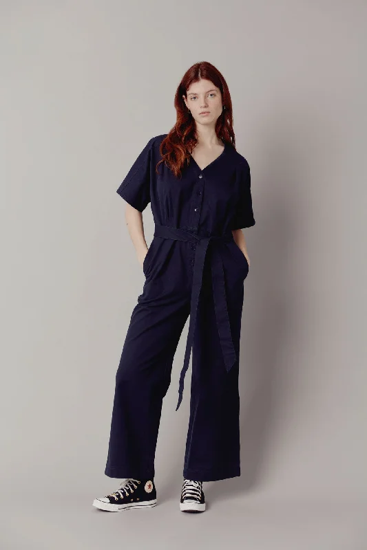 Astir Jumpsuit Navy Tie waist jumpsuit, Slim fit, Trendy, Comfortable