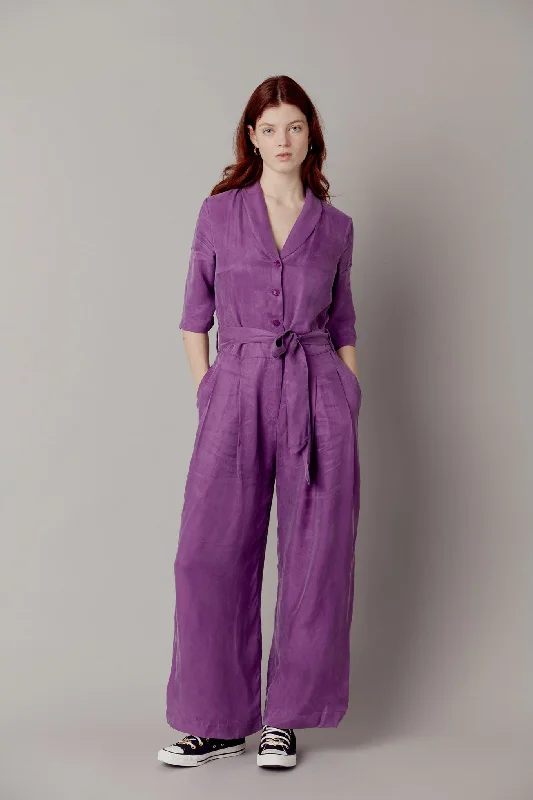 Planet Cupro Jumpsuit Purple Relaxed fit jumpsuit, Casual style, Comfortable, Trendy