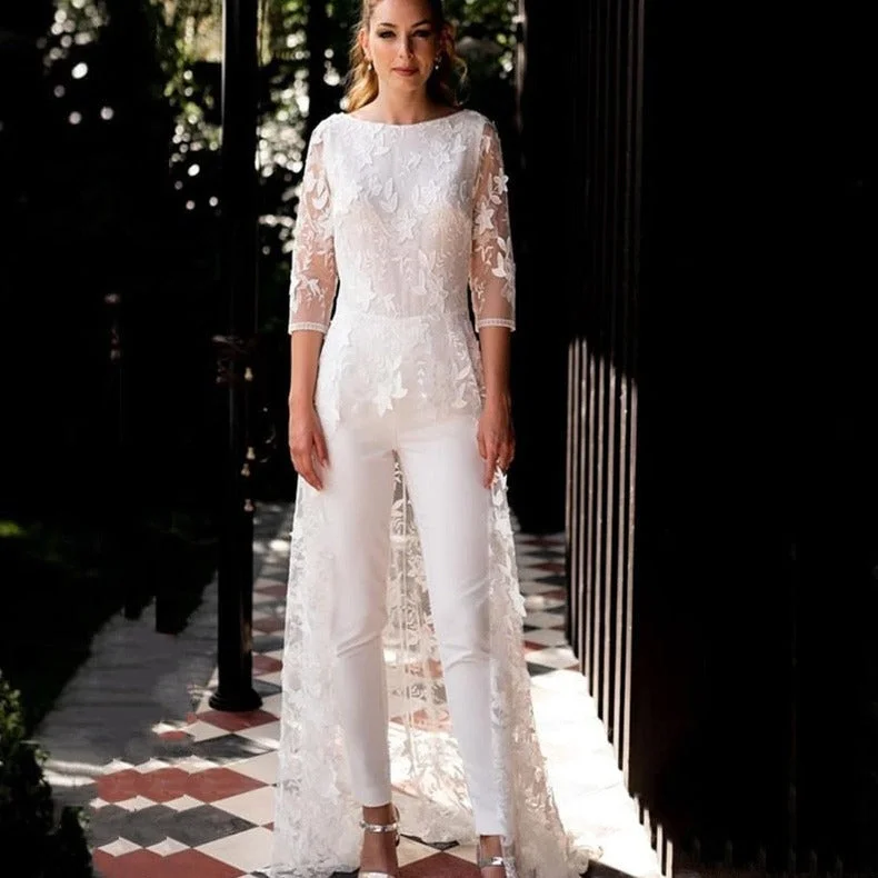 Lace Applique Elegant Jumpsuit Jumpsuit with pockets, Practical, Comfortable, Casual