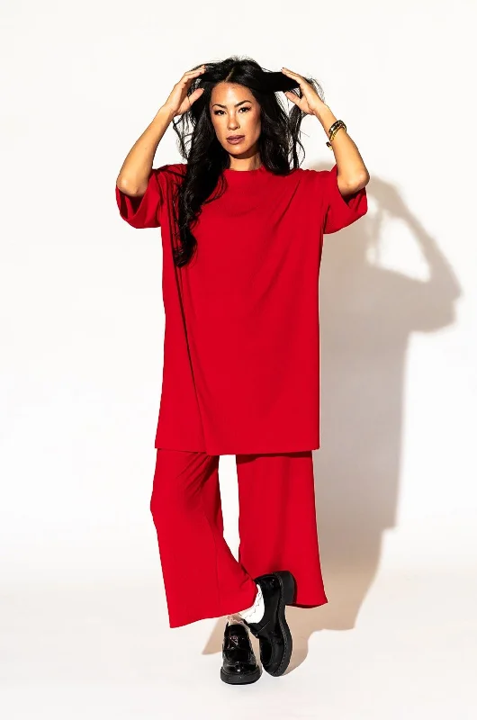 Lex Ribbed Playsuit in Cherry Red *RESTOCKED* Short sleeve jumpsuit, Casual wear, Comfortable, Stylish