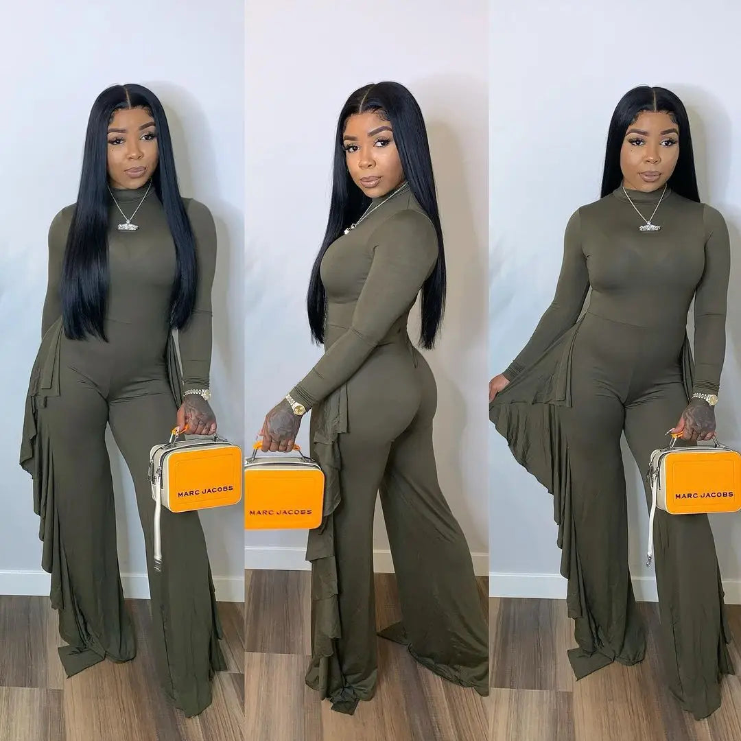 Long Sleeve Women's Jumpsuit Bodysuit Slim Fringe Jumpsuit Ladies Fringe Jumpsuit Crossover jumpsuit, Elegant, Chic, Comfortable Long Sleeve Women's Jumpsuit Bodysuit Slim Fringe Jumpsuit Ladies Fringe Jumpsuit Crossover jumpsuit, Elegant, Chic, Comfortable