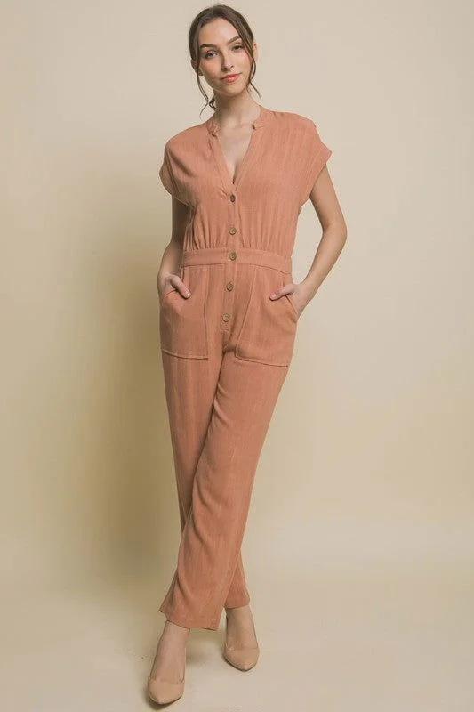 Love Tree V-Neck Pocketed Jumpsuit Denim blue jumpsuit, Classic, Casual chic, Stylish Love Tree V-Neck Pocketed Jumpsuit Denim blue jumpsuit, Classic, Casual chic, Stylish
