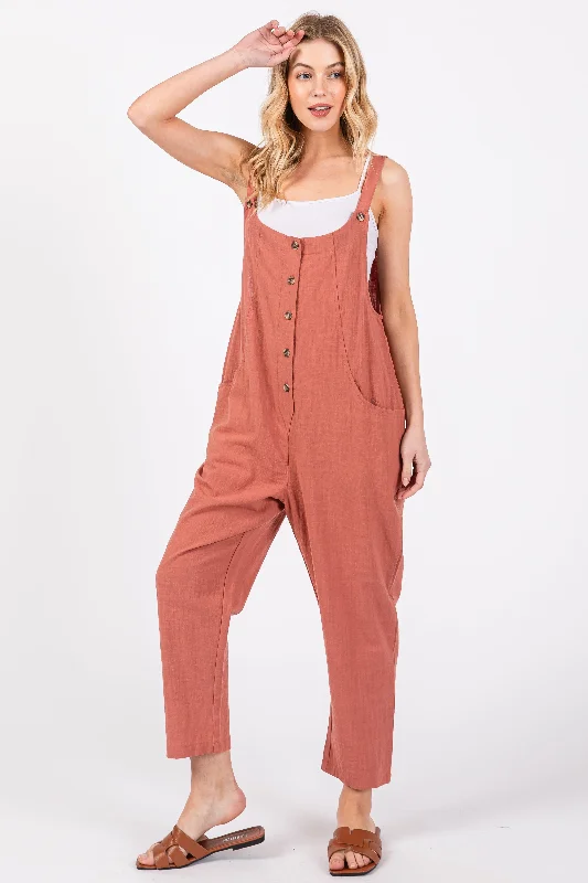 Mauve Button Down Cropped Jumpsuit High-waisted jumpsuit, Sleek, Comfortable, Summer style Mauve Button Down Cropped Jumpsuit High-waisted jumpsuit, Sleek, Comfortable, Summer style