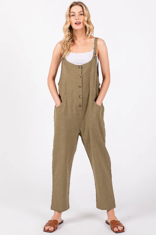 Olive Button Down Cropped Jumpsuit Backless jumpsuit, Sexy design, Party wear, Bold
