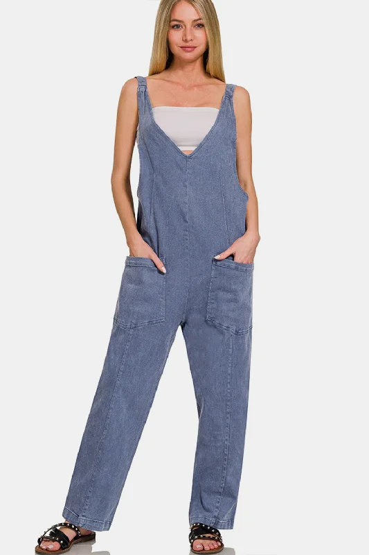 Pocketed Wide Strap Jumpsuit Sleeveless jumpsuit, Chic, Comfortable, Casual