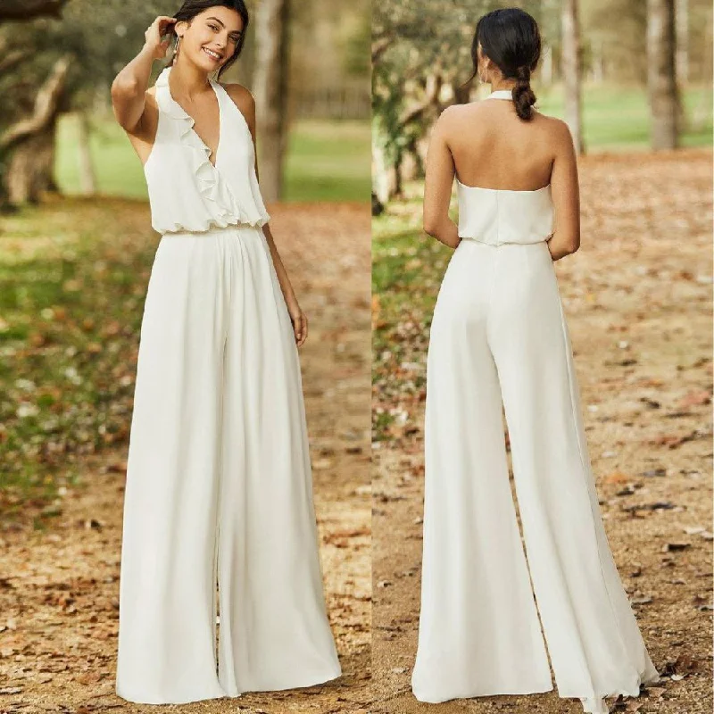 Rustic Halter Wedding Jumpsuit Summer jumpsuit, Light fabric, Comfortable, Fashionable
