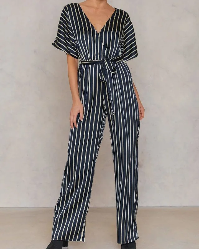 Stripe Wrap Jumpsuit Vintage jumpsuit, Retro style, Fashionable, Trendy