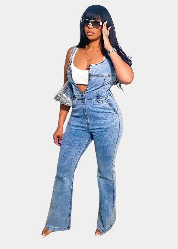 Tall Denim Jumpsuit Color block jumpsuit, Bold design, Trendy, Chic