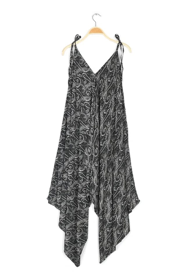 Tie Shoulder Printed Jumpsuit - La Vita Skinny leg jumpsuit, Sleek, Elegant, Trendy
