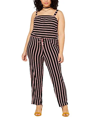 Trendy Plus Size Striped Jumpsuit Tailored wide-leg jumpsuit, Chic, Elegant, Comfortable Trendy Plus Size Striped Jumpsuit Tailored wide-leg jumpsuit, Chic, Elegant, Comfortable