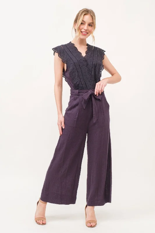 And The Why Laced Surplice Tie Waist Jumpsuit Wide leg floral jumpsuit, Feminine, Stylish, Comfortable And The Why Laced Surplice Tie Waist Jumpsuit Wide leg floral jumpsuit, Feminine, Stylish, Comfortable